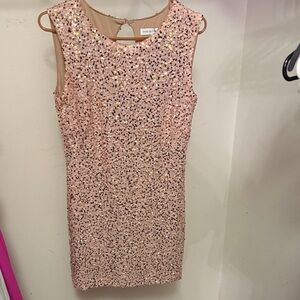Dress the Population Blush Pink and Gold Sequin Mini Dress